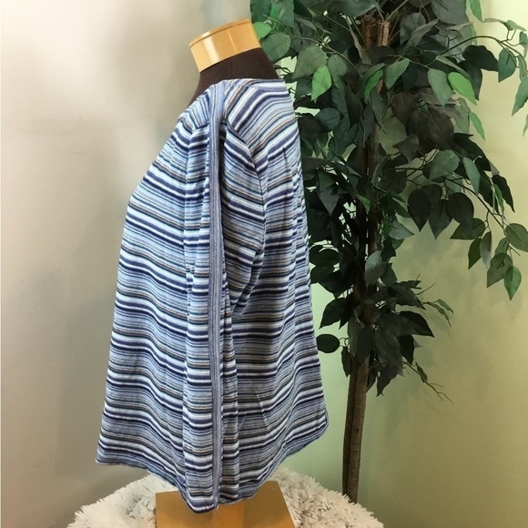 T For Talbots XL Petite Blues White And Black Stripe Long Sleeve Pullover - Picture 14 of 14